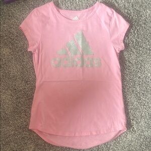 Adidas Pink and Gray Short Sleeve Tee with Geometric Design